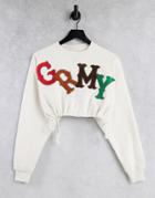 Grimey Festival High Neck Crop Top With Lace Sides In Bright Print Set-multi