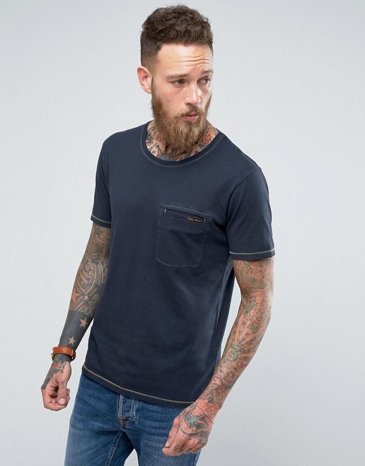 Nudie Jeans Co Ove Pocket T-shirt Contrast Stitch - Navy