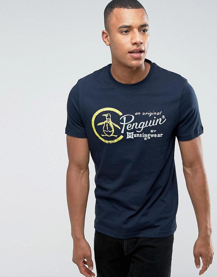 Original Penguin Script Logo T-shirt - Navy