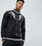 Criminal Damage Track Top In Black Baroque Print Exclusive To Asos