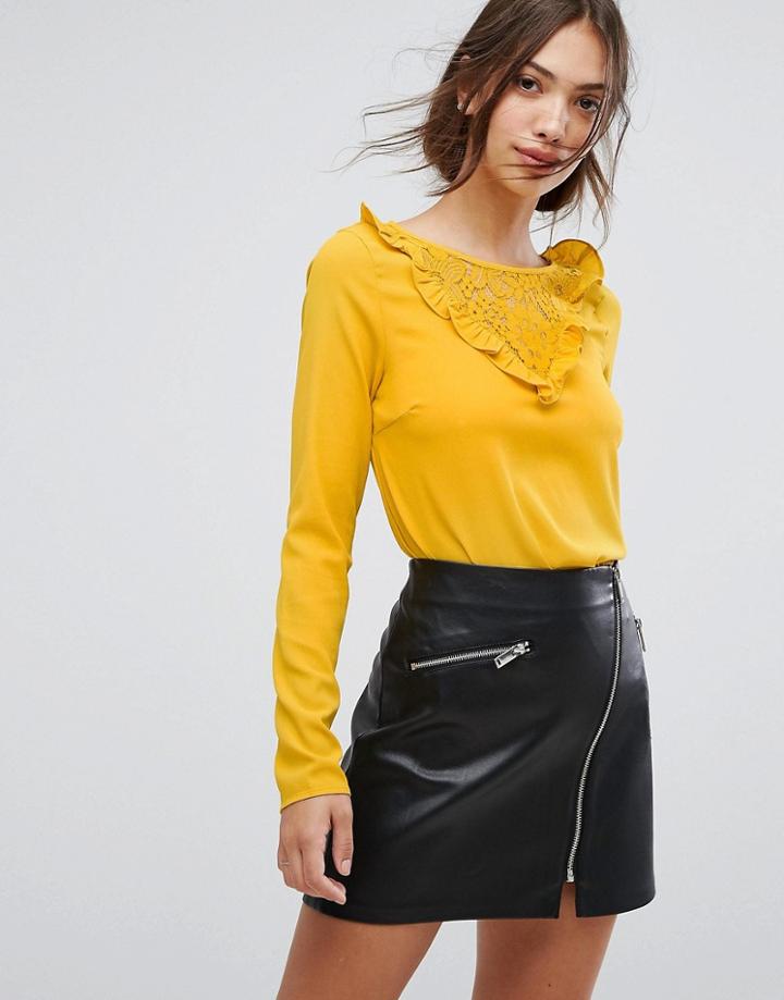 Vila Frill Detail Blouse - Gold