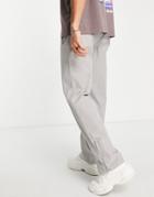 Mennace Straight Leg Track Sweatpants In Gray With Zip Hem Detail