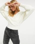 Y.a.s Wrap Sweater With Batwing Sleeve In Cream-white