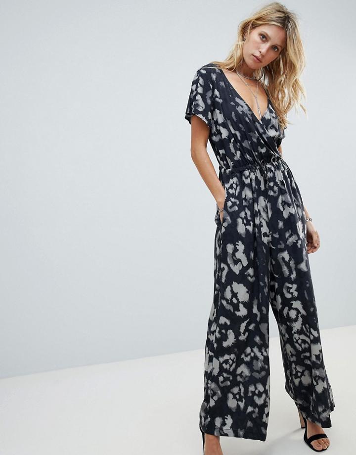 Religion Wide Leg Jumpsuit In Leopard - Multi