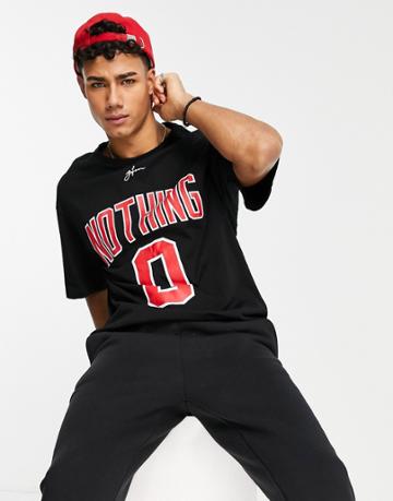 Good For Nothing Oversized 'nothing' Print Red T-shirt-black