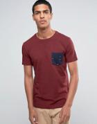 Esprit Crew Neck T-shirt With Printed Pocket - Red