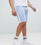Asos Design Plus Skinny Shorts In Light Blue With White Side Stripe - Blue