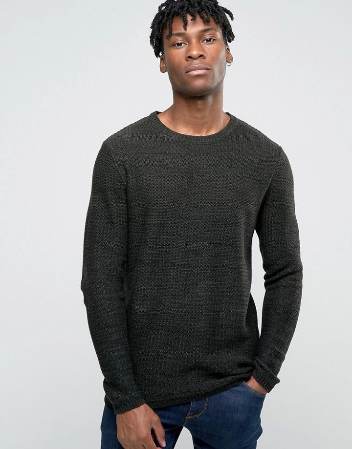 Jack & Jones Crew Neck Knitted Sweater In Yarn Dye - Red