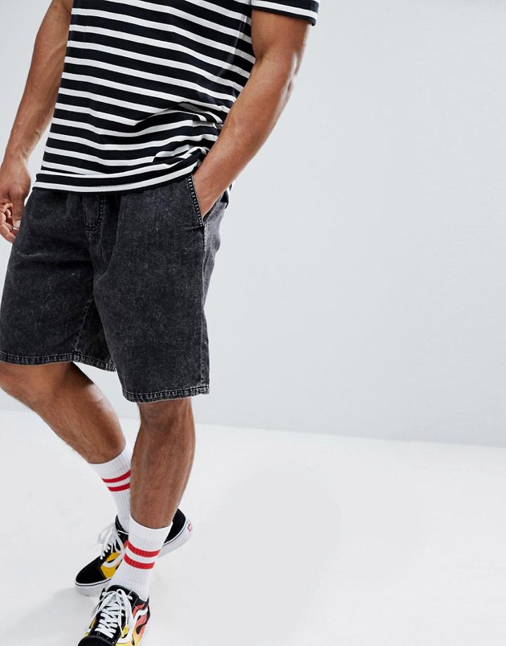 Cheap Monday Denim Short In Black Acid Wash - Black
