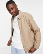 Brave Soul Harrington Jacket In Stone-neutral