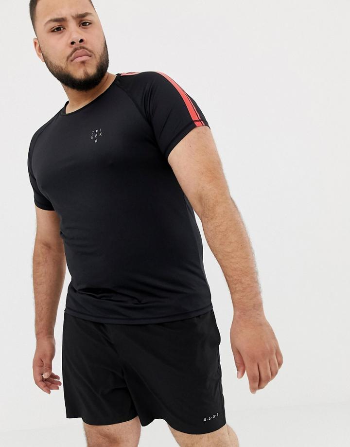 Tribeka Color Block Panel And Back Slogan Raglan T Shirt - Black