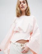 Asos White Cropped Kimono Top - Pink