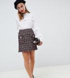 River Island Petite A-line Mini Skirt With Button Detail In Boucle - Multi
