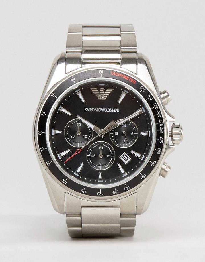 Emporio Armani Chronograph Watch In Silver Ar6098 - Silver