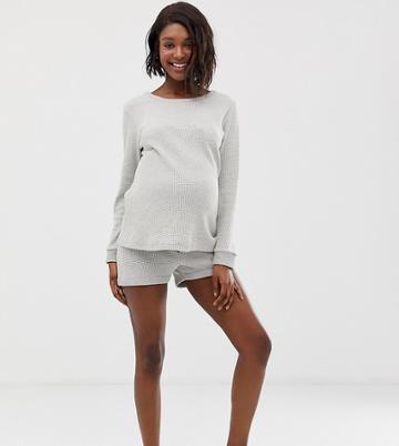 Asos Design Maternity Lounge Waffle Short-gray