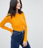 Asos Design Tall Ribbed Sweater In Fine Knit - Yellow