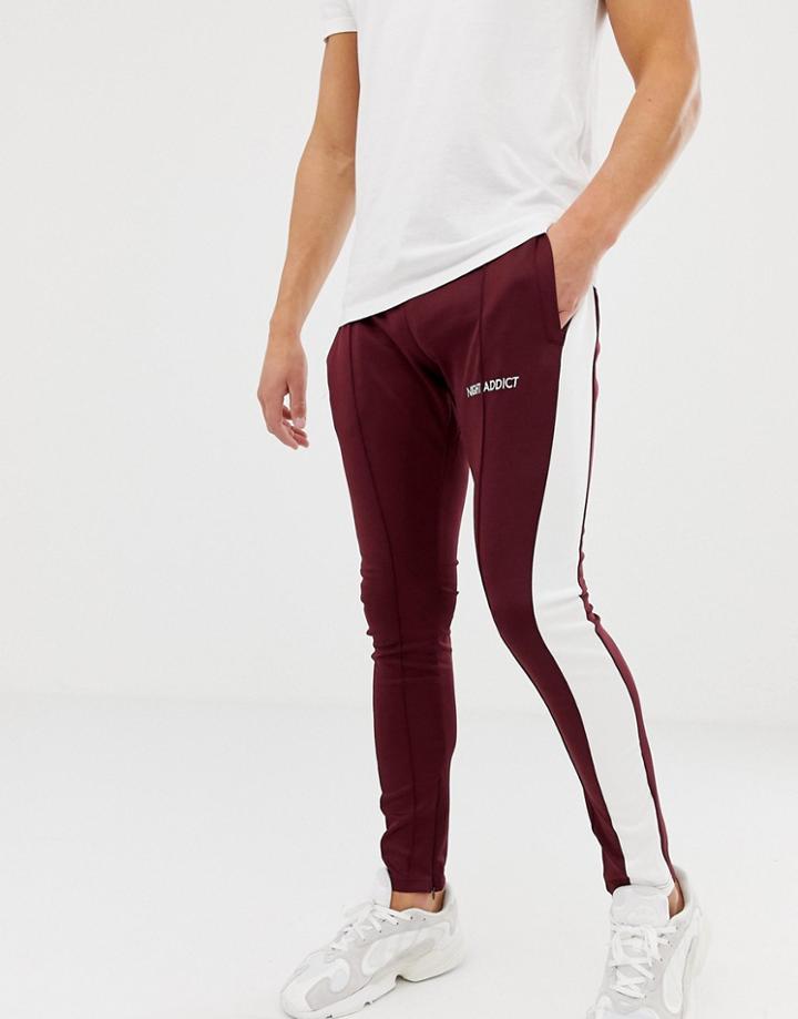 Night Addict Skinny Fit Paneled Sweatpants - Red