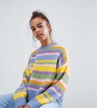 Asos Design Petite Cropped Sweater In Stripe - Multi