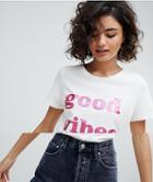 Vero Moda Good Vibes Slogan T-shirt - White