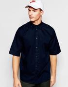 Weekday Pointbreak Shirt Short Sleeve Loose Boxy Fit In Dark Blue - Navy