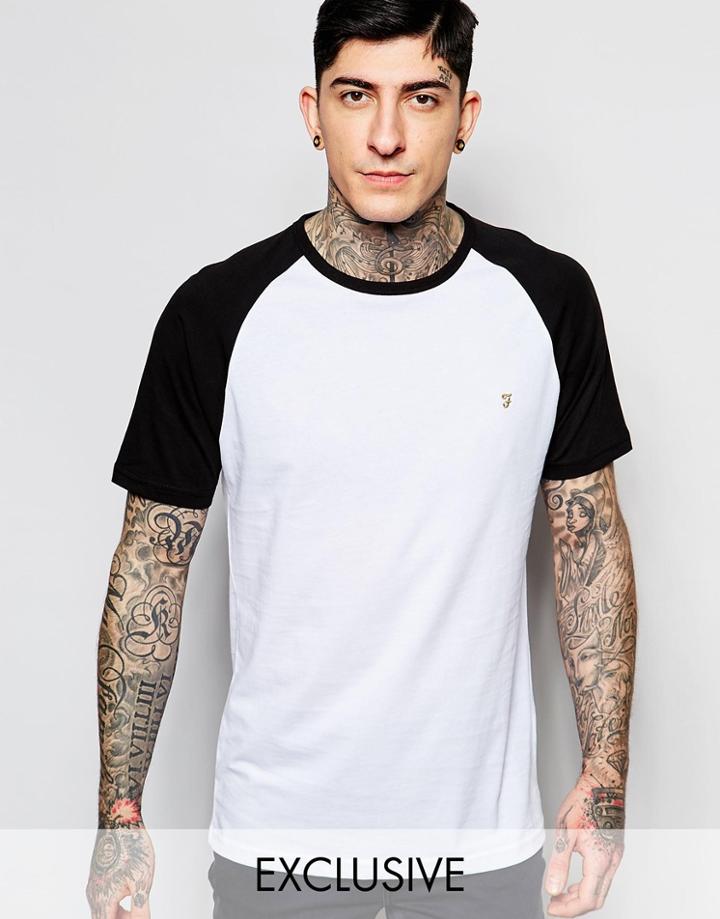 Farah T-shirt With Contrast Raglan Sleeves Slim Fit Exclusive - White