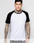 Farah T-shirt With Contrast Raglan Sleeves Slim Fit Exclusive - White