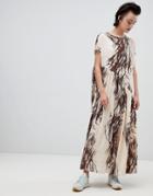 Weekday Asymmetric Frill Hem Dress In Meadow Print - Multi