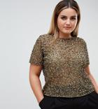 Asos Design Curve T-shirt With Sequin Embellishment - Green