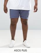 Asos Plus Slim Chino Shorts In Vindigo - Blue