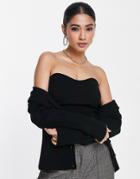 Topshop Knitted Bandeau In Black - Part Of A Set