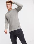 Only & Sons 12 Washed Structured Crew Neck Knit Sweater In Vetiver-green