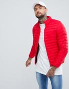 Pull & Bear Puffer Jacket In Red - Red