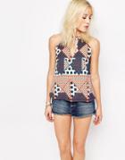 Influence Cut Out Print Top - Multi