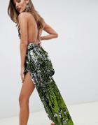 Asos Edition Drape Side Super Mini Dress In Ombre Sequin - Multi