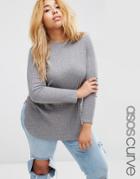 Asos Curve Tunic Top With Side Splits And Curve Hem - Gray