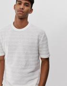 Asos Design Relaxed T-shirt In Textured Fabric-beige