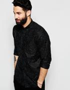 Asos Black Oxford Shirt With Neps In Long Sleeves - Black