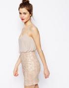Asos Sequin Skirt Cami Dress - Cream