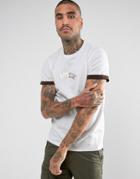 Criminal Damage T-shirt In White With Tipped Sleeves - White