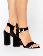 New Look Velvet Two Part Block Heeled Sandal - Black