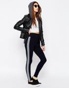Asos Leggings With Contrast Side Stripes - Navy