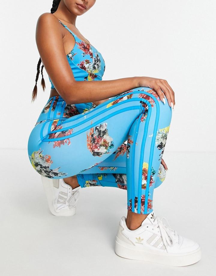 Adidas Originals X Ivy Park Printed Leggings In Blue