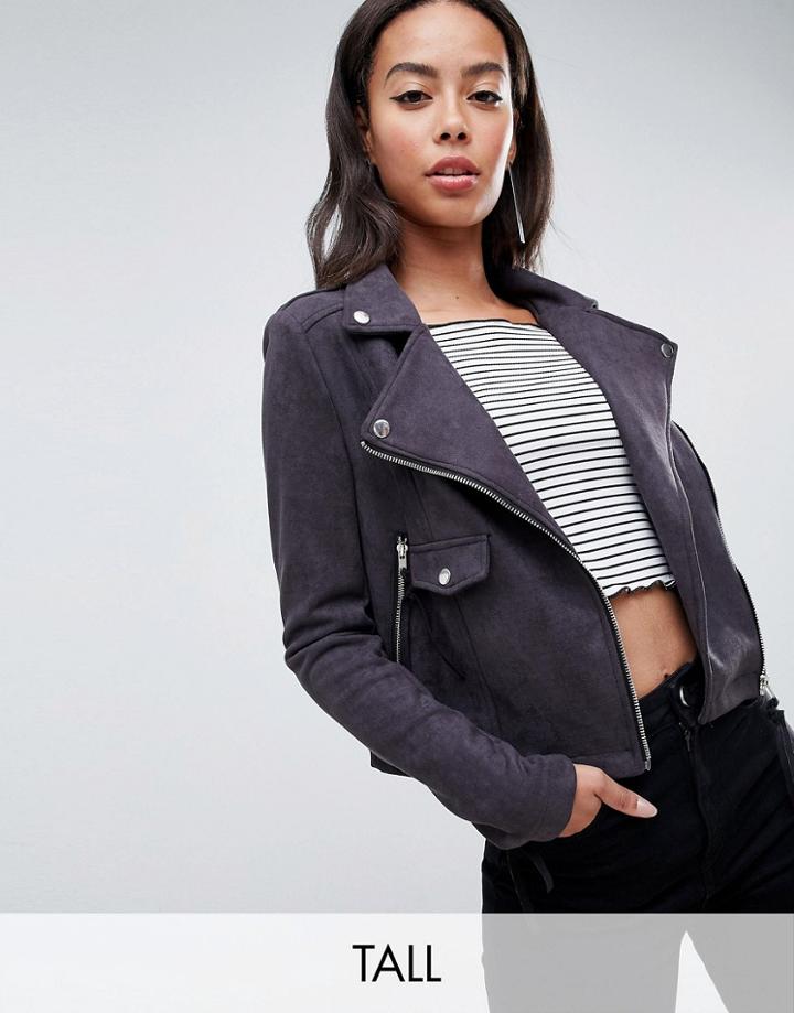 Missguided Tall Suedette Biker Jacket - Black