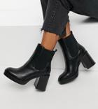 Public Desire Wide Fit Klara Chunky Heeled Ankle Boots In Black