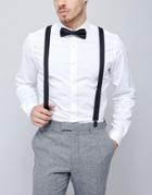 Asos Wedding Vintage Finish Suspenders & Bow Tie Set In Black - Black