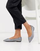 Asos Design Lucky Pointed Ballet Flats In Disco Sequin-multi
