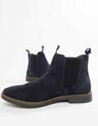 Silver Street Chelsea Boots In Navy Suede-blue