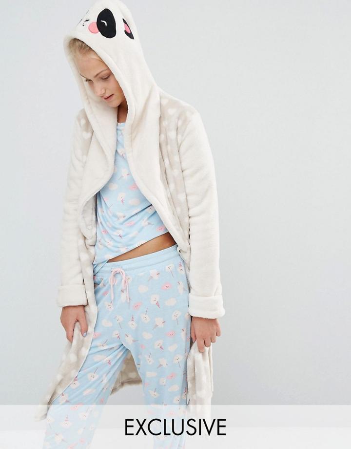 Chelsea Peers Panda Fleece Robe - Cream