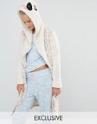 Chelsea Peers Panda Fleece Robe - Cream