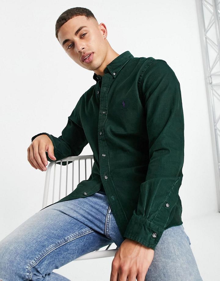 Polo Ralph Lauren Icon Logo Slim Fit Oxford Shirt Button Down In Green